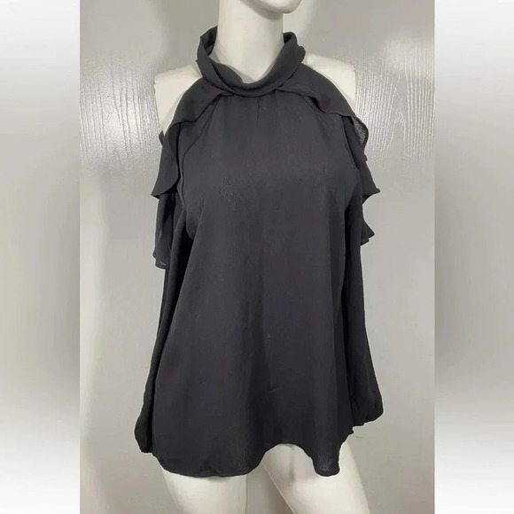 PinkBlush Maternity Knit Open Shoulder Ruffle Top Shirt Size Small S - Picture 2 of 6